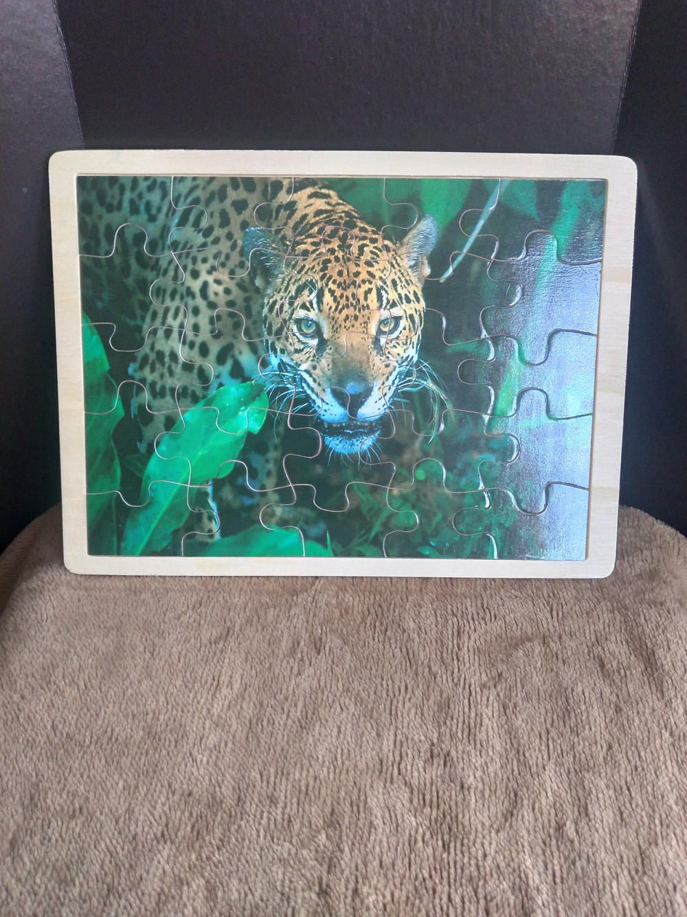 Wooden Leopard Puzzle in Green Jungle Colors